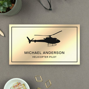 Moderner Faux-Cream-Goldfolien-Hubschrauberpilot Visitenkarte