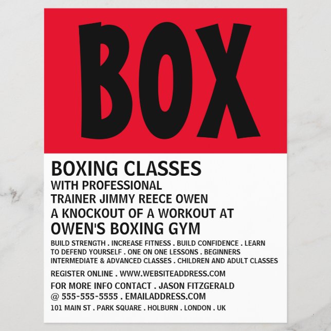 Moderner, feiner, Boxing Class Adverter Flyer (Vorne)