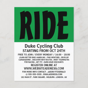 Moderner, feiner, Cycling Club Werbung Flyer