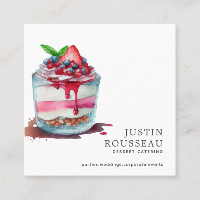 Moderner, feiner Macaron Baker Koch Quadratische Visitenkarte (Vorderseite)