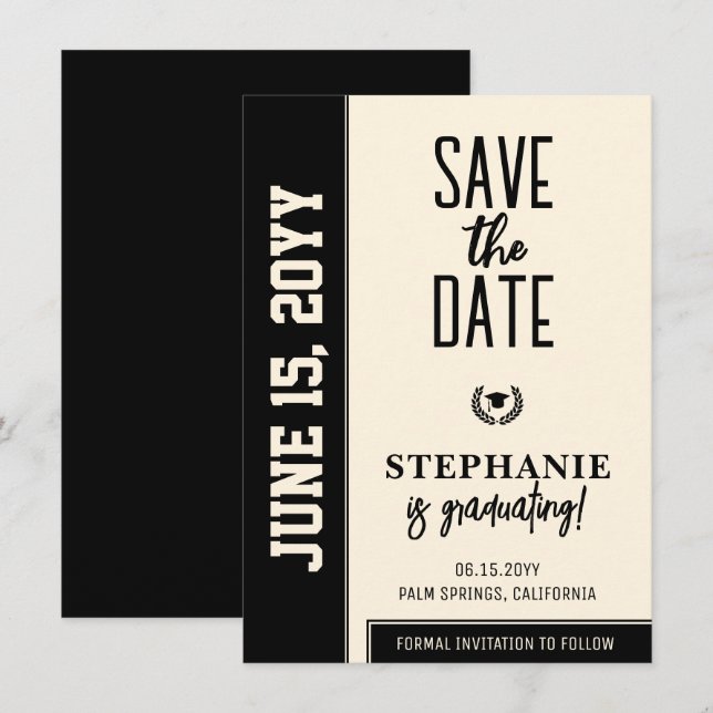 Moderner, feiner und eleganter Abschluss Save The Date (Vorne/Hinten)