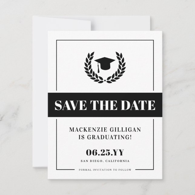 Moderner, feiner und eleganter Abschluss Save The Date (Vorderseite)