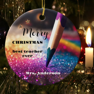 Moderner Festtagslehrer Vielen Dank Weihnachten Keramik Ornament