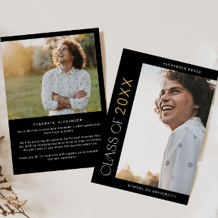 Moderner Fete Black Gold Foto Abschluss Ankündigung