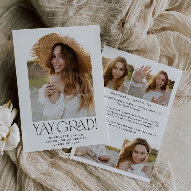 Moderner Fete Minimal Yay Grad Foto Arch Abschluss Ankündigung (Von Creator hochgeladen)