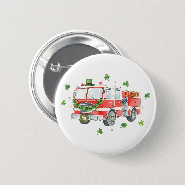 Moderner Feuerwehrmann St. Patrick's Day-Feuerwehr Button (Vorne & Hinten)
