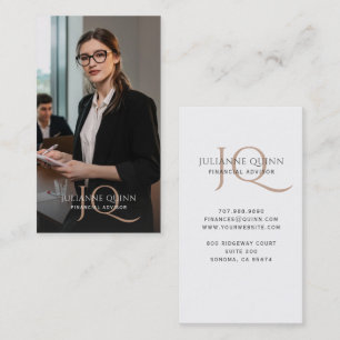 Moderner Finanzberater mit Monogrammfoto Visitenkarte