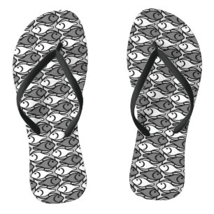 Moderner Fisch, grau, weiß und schwarz Flip Flops