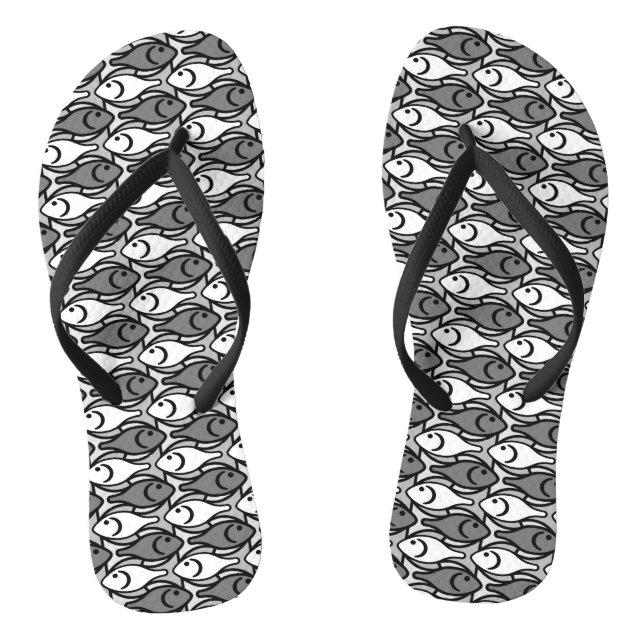 Moderner Fisch, grau, weiß und schwarz Flip Flops (Fußbett)