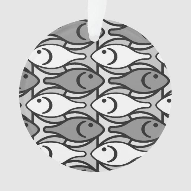 Moderner Fisch, grau, weiß und schwarz Ornament (Vorderseite)
