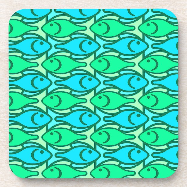 Moderner Fisch, Jadegrün Untersetzer (Vorderseite)
