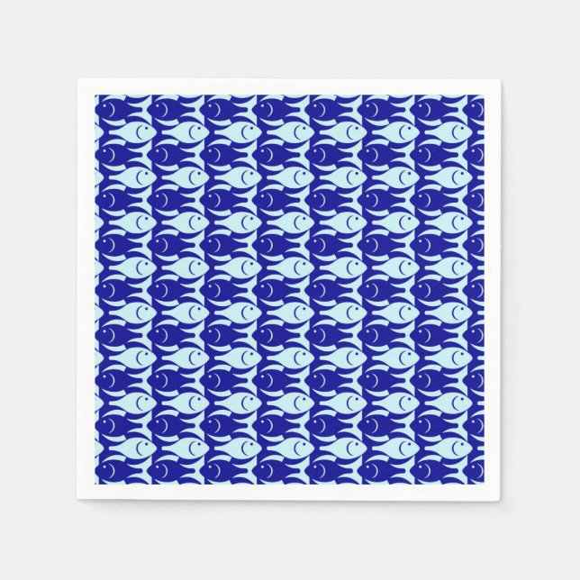 Moderner Fisch, Kobalt und hellblau Serviette (Vorderseite)