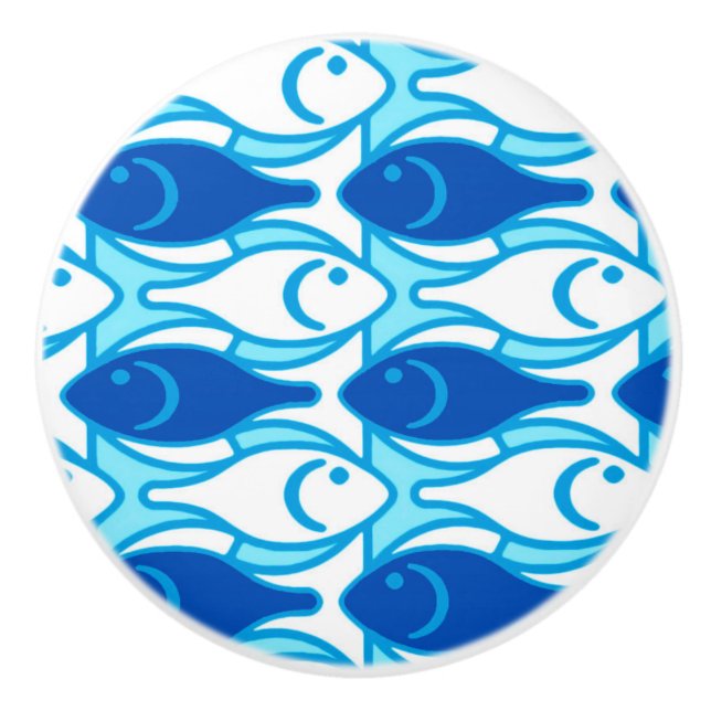 Moderner Fisch, kobaltblau Keramikknauf (Vorderseite)