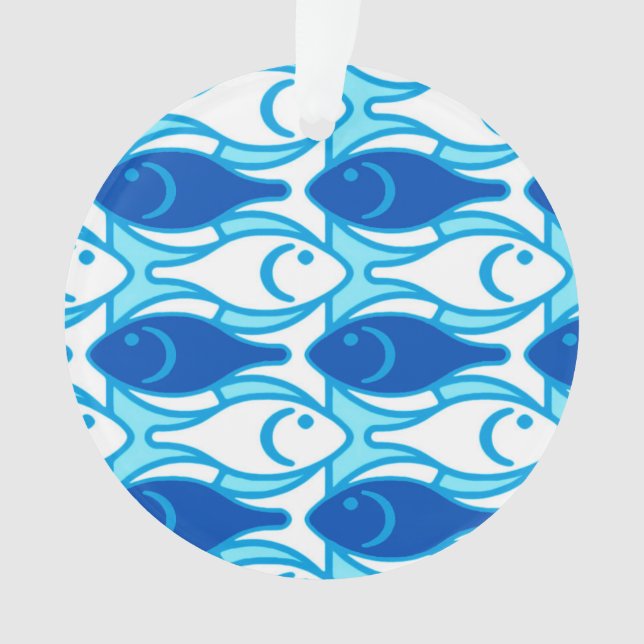 Moderner Fisch, kobaltblau Ornament (Vorderseite)