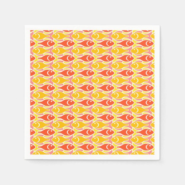Moderner Fisch, Mandarine orange Serviette (Vorderseite)