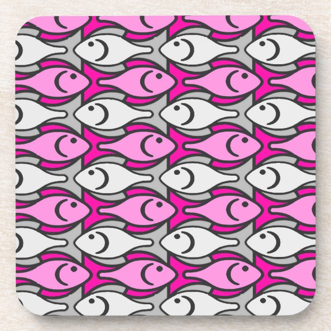 Moderner Fisch, rosa und grau aus dem Mittelalter Untersetzer (Vorderseite)