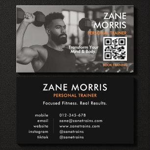 Moderner Fitness-Coach-Foto-QR-Code Visitenkarte