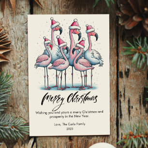 Moderner Flamingos Pet Lover Weihnachtswohnung Feiertagskarte