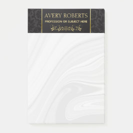 Moderner Floral Luxus schwarzer Golddampfer Klasse Post-it Klebezettel