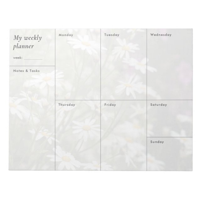 Moderner florale minimalistischer Wochenplaner Notizblock (Vorderseite)