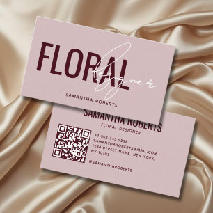Moderner floraler Designer QR-Code pink rot Visitenkarte