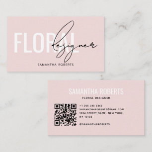 Moderner floraler Designer QR-Code rosé Visitenkarte