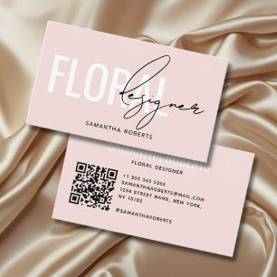 Moderner floraler Designer QR-Code rosé Visitenkarte