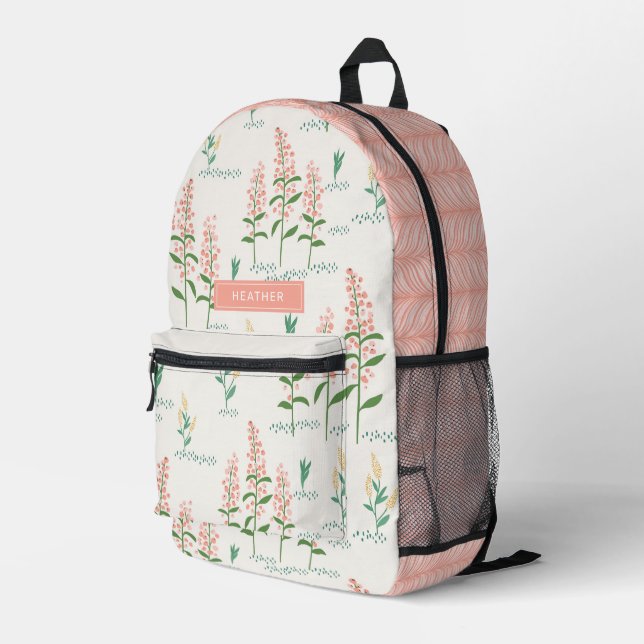 Moderner floraler Rucksack (Rückseitige Ecke Rechts)