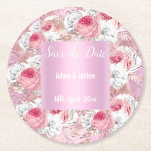 MODERNER FLORALPINK SAVE THE DATE UNTERSETZER
