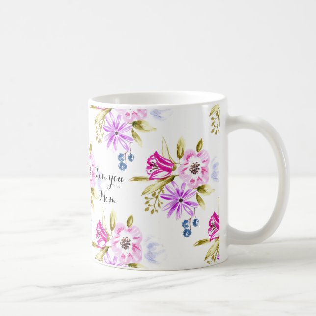 Moderner flüchtiger Blumendruck Kaffeetasse (Rechts)