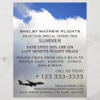 Moderner Flug, Flyer für Werbung in der Fluggesell