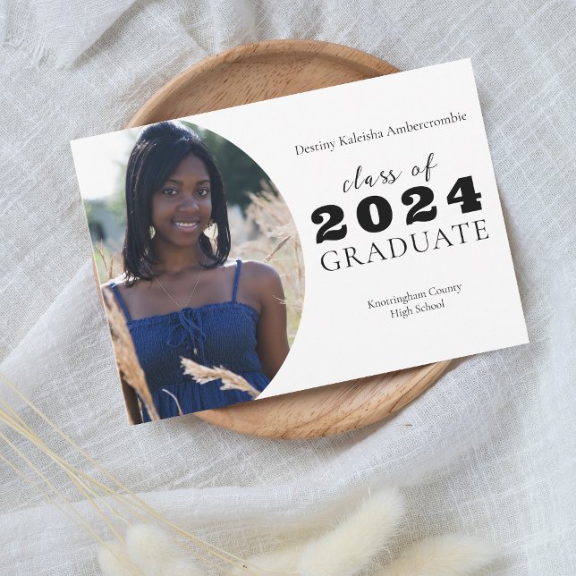 Moderner Foto-Abschluss der High School Ankündigung (High School Modern Rounded Photo Graduation Announcement)