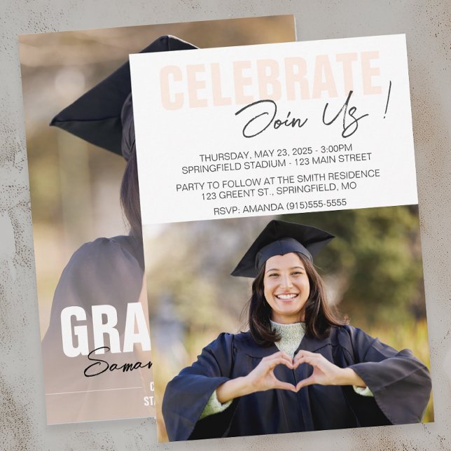 Moderner Foto Abschluss Einladung (Modern Graduation Invitation)