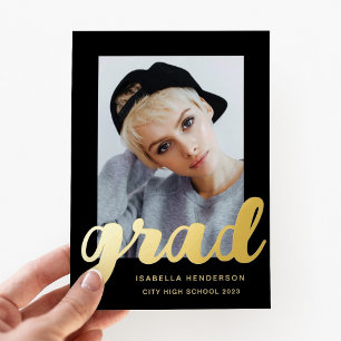 Moderner Foto Abschluss Schwarzer goldener Wald Ei Folieneinladung