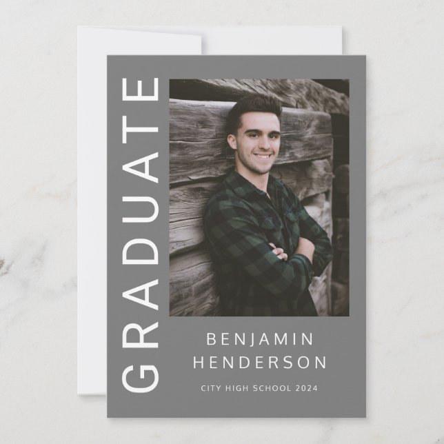 Moderner Foto Boy Abschluss Ankündigung (Vorderseite)