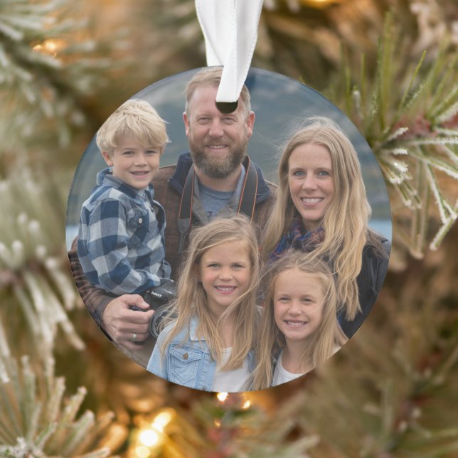Moderner Foto Familienurlaub Personalisiert Ornament (Baum)
