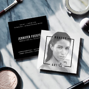 Moderner Foto fett schwarze Typografie Makeup Küns Quadratische Visitenkarte