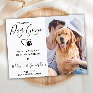 Moderner Foto Funny Pet Wedding Hund Save the Date Ankündigungspostkarte