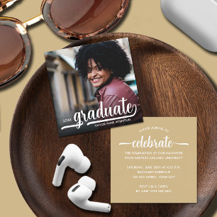 Moderner Foto Gold Abschluss Begleitkarte