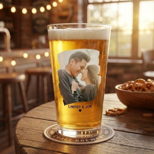 Moderner Foto-Individuelle Name oder Nachrichtenbä Glas (Custom name & photo glass for boyfriend or husband)