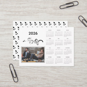 Moderner Foto-Kalender 2026 mit Foliage Visitenkarte