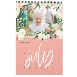 Moderner Foto-Kalender für Aquarellblumen Kalender