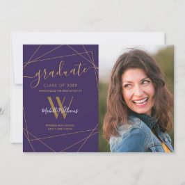 Moderner Foto Lila Monogram Geometrischer Abschlus Ankündigung