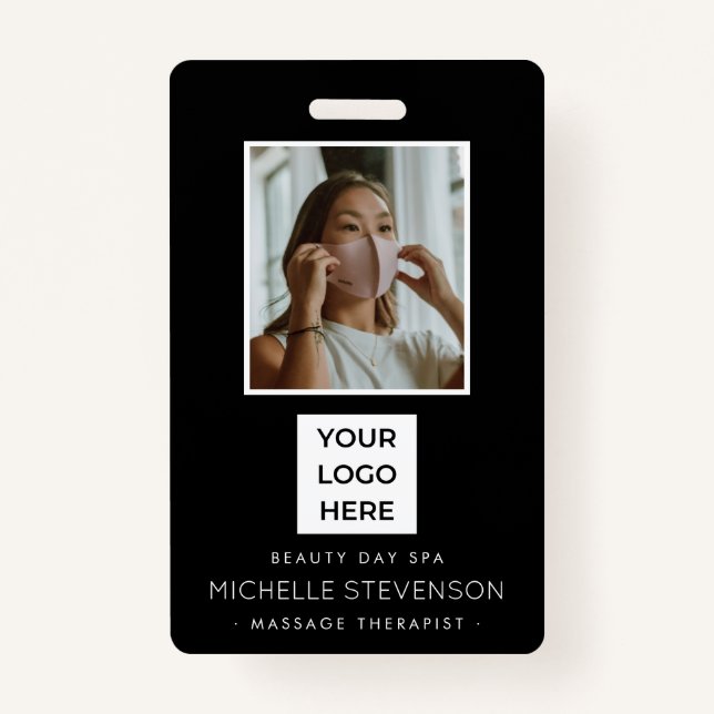 Moderner Foto Mitarbeiter Black  Ausweis (Vorderseite)