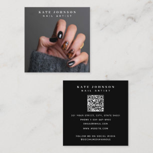 Moderner Foto Nail Artist Beauty Salon QR Code Quadratische Visitenkarte