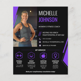 Moderner Foto-QR-Code Fitnesscoach für Frauen Flyer
