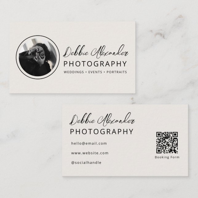 Moderner Foto-QR-Code-Fotograf Visitenkarte (Vorne/Hinten)