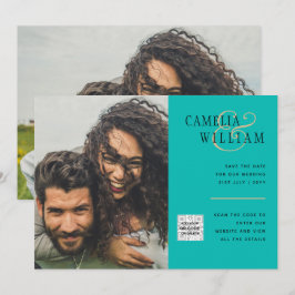 Moderner FOTO QR CODE Hochzeitstag einladen oder G Einladung