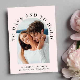 Moderner Foto QR-Code in einer rosa Hochzeit Einladung