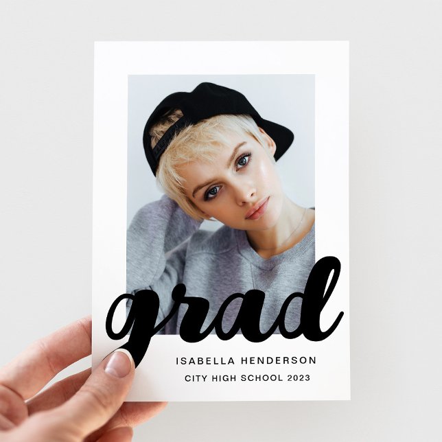 Moderner Foto Script Abschluss Ankündigung (Modern Photo Script Graduation Announcement)